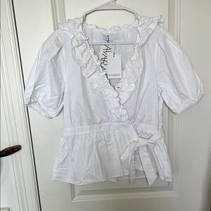 White Ruffled Blouse by Sugarlips